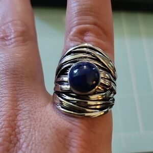 NWT Sterling Silver Lapiz Lazuli Weave Ring Size 8